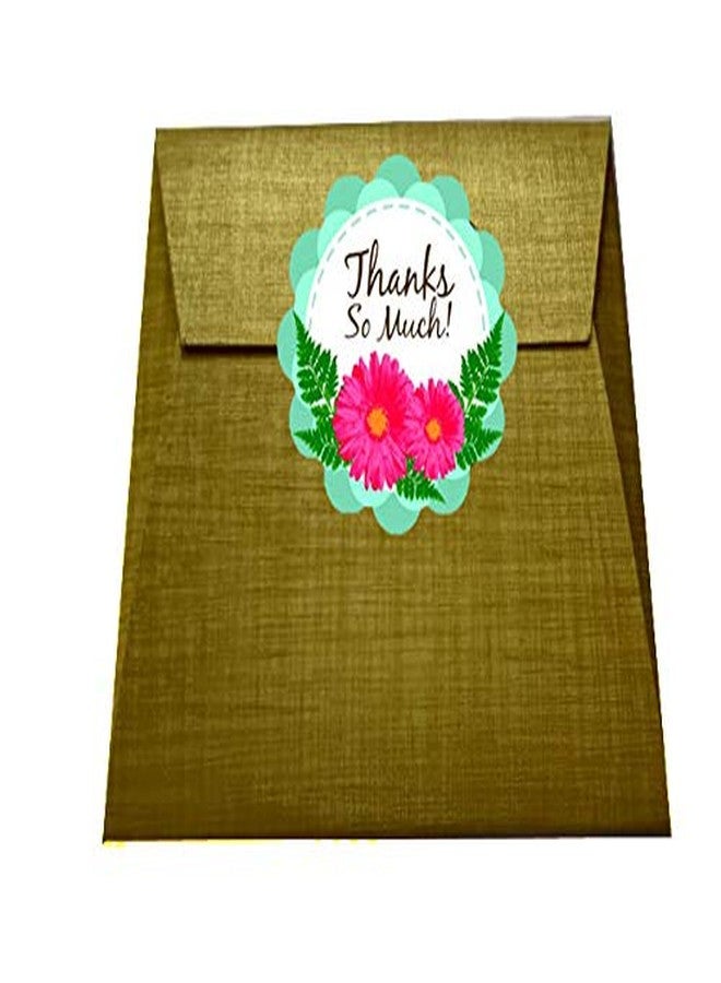 دي2سي ملصقات تغليف هدايا مطبوعة بنقوش زهور على شكل "شكرًا لك" (4 تصاميم) | ملصقات لتغليف الهدايا | ملصقات بطاقات تهنئة | ملصقات زخرفية للحرف اليدوية (30 قطعة) - Image 3